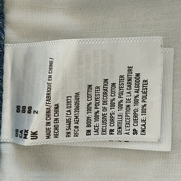 American Eagle Outfitters "Shortie" Denim Lace Shorts sz 00 - Picture 8 of 10